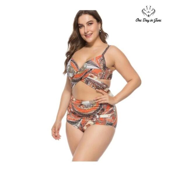 Sea Grove Plus Size High Waist Bandage Bikini Swimsuit Size 5XL - Picture 2 of 8